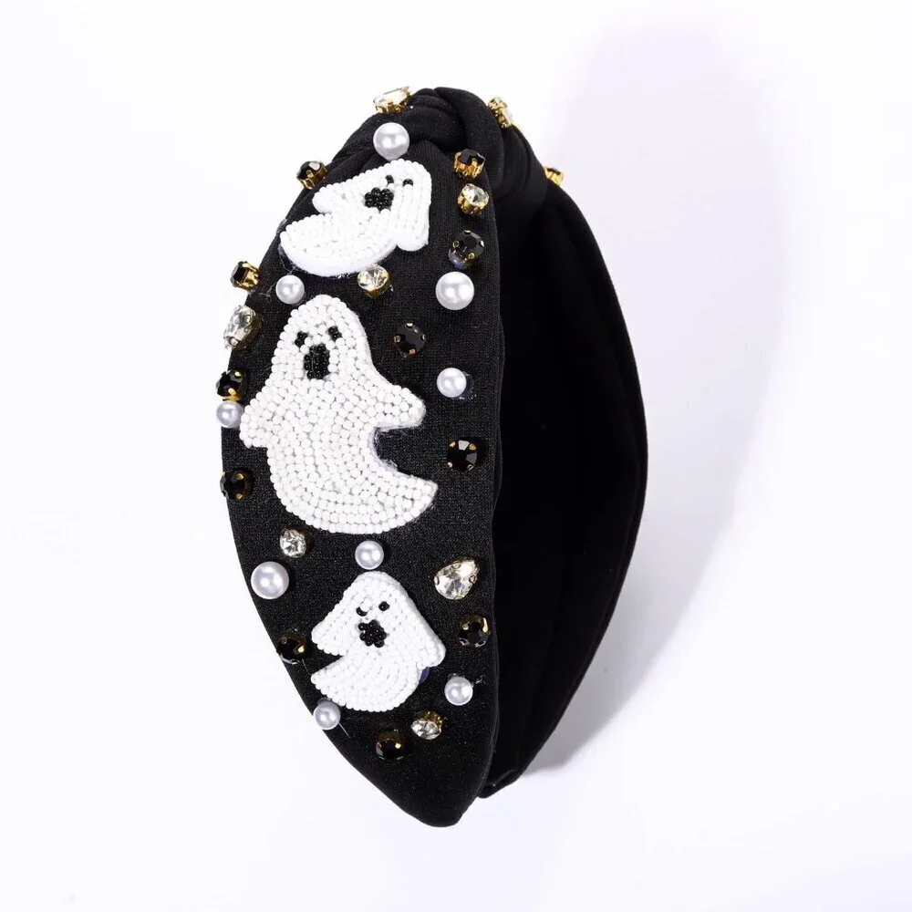 Halloween Headband Women Beaded Pumpkin Rhinestone Costume Party Accessory